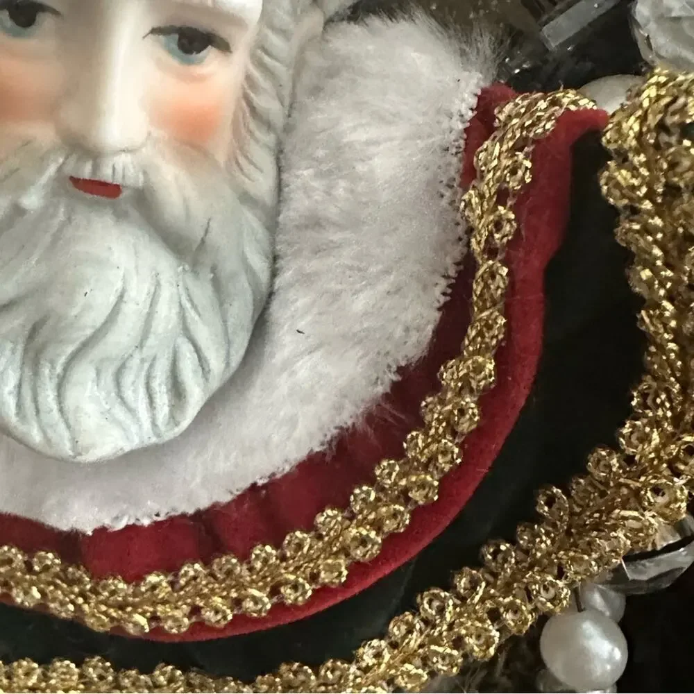 Festive Vintage Santa Ornament with Red and Gold Accents